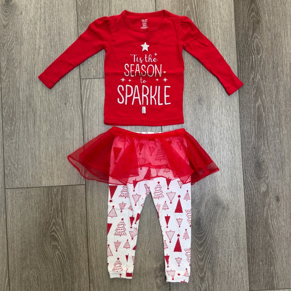 CARTERS 3PC CHRISTMAS SNUG FIT LONG SLEEVE AND PANTS PJ SET 18MO